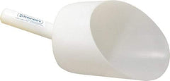 Bel-Art - 64 oz White Polyethylene Round Bottom Scoop - 6" Wide x 6" Deep Bowl, 5" Handle Length, 13" OAL - Caliber Tooling