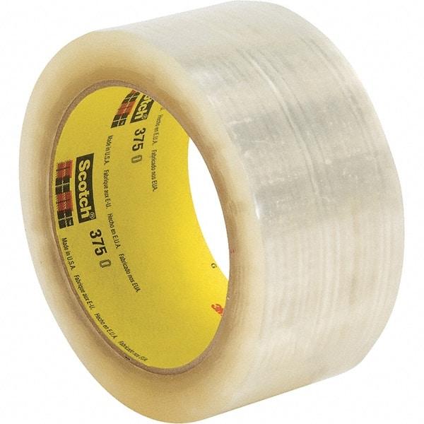 3M - 2" x 55 Yd Clear Rubber Adhesive Sealing Tape - Polypropylene Film Backing, 3.1 mil Thick, 70 Lb Tensile Strength, Series 375 - Caliber Tooling