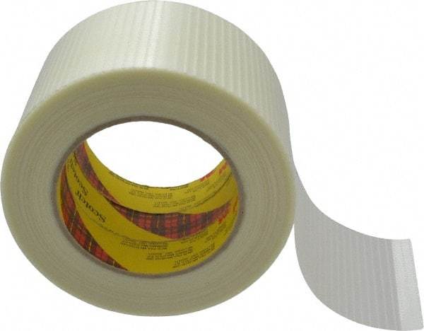 3M - 3" x 55 Yd Clear Rubber Adhesive Packaging Tape - Polypropylene Film Backing, 5.7 mil Thick, 150 Lb Tensile Strength, Series 8959 - Caliber Tooling