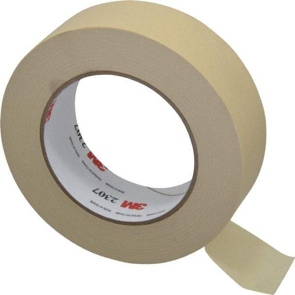 3M - 1-1/2" Wide x 60 Yd Long Tan Paper Masking Tape - Series 2307, 5.2 mil Thick, 23 In/Lb Tensile Strength - Caliber Tooling