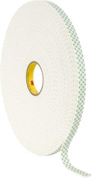 3M - 3/4" x 36 Yd Acrylic Adhesive Double Sided Tape - 1/8" Thick, Off-White, Urethane Foam Liner, Continuous Roll, Series 4008 - Caliber Tooling