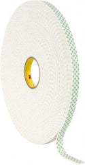 3M - 3/4" x 36 Yd Acrylic Adhesive Double Sided Tape - 1/8" Thick, Off-White, Urethane Foam Liner, Continuous Roll, Series 4008 - Caliber Tooling