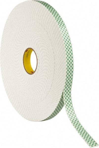 3M - 1" x 36 Yd Acrylic Adhesive Double Sided Tape - 1/8" Thick, Off-White, Urethane Foam Liner, Continuous Roll, Series 4008 - Caliber Tooling