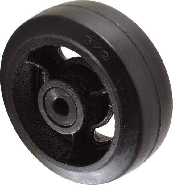 Fairbanks - 5 Inch Diameter x 2 Inch Wide, Rubber Caster Wheel - 675 Lb. Capacity, 2-3/16 Inch Hub Length, 1/2 Inch Axle Diameter, Delrin Bearing - Caliber Tooling