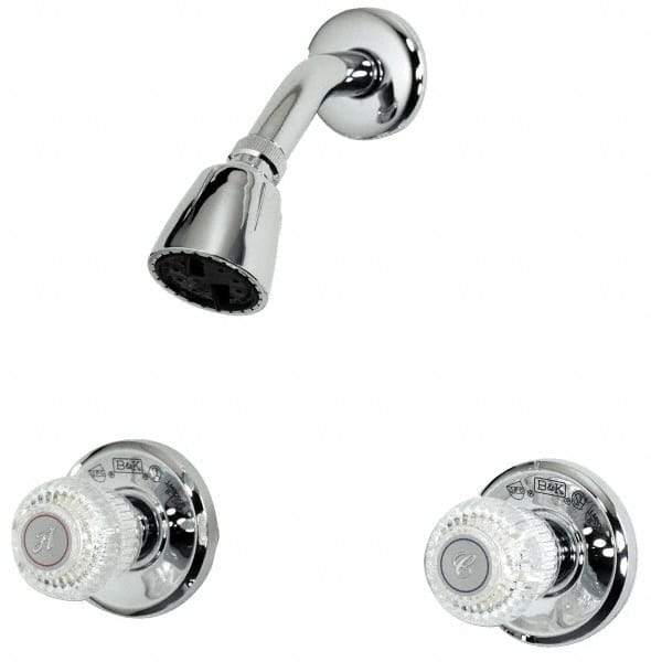 B&K Mueller - Concealed, Two Handle, Chrome Coated, Brass, Valve and Shower Head - Knob Handles, 8 Inch Mounting Centers, Acrylic Handles - Caliber Tooling