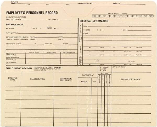 Quality Park - 11-3/4 x 9-1/2", Letter Size, Manilla, Personnel File Folder - 11 Point Stock - Caliber Tooling