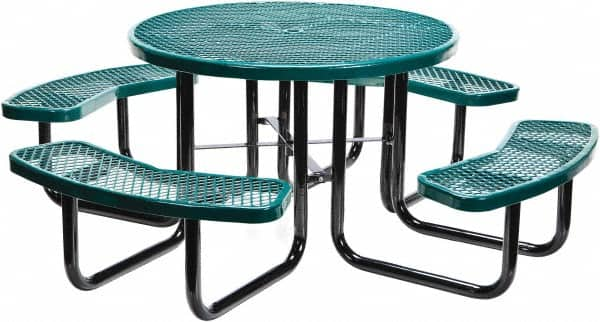 Vestil - 81-1/4" Long x 81-1/4" Wide x 29" High Stationary Activity/Utility Table without Back Rests - Green, Steel - Caliber Tooling