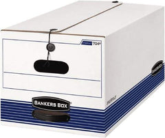 BANKERS BOX - 1 Compartment, 15 Inch Wide x 24 Inch Deep x 10 Inch High, File Storage Box - Paper, White and Blue - Caliber Tooling