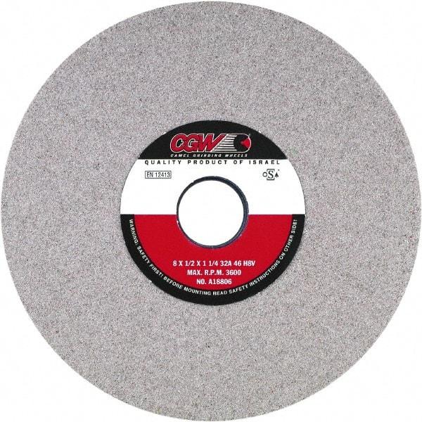 Camel Grinding Wheels - 12" Diam x 5" Hole x 1" Thick, J Hardness, 46 Grit Surface Grinding Wheel - Aluminum Oxide, Type 1, Medium Grade, Vitrified Bond, No Recess - Caliber Tooling