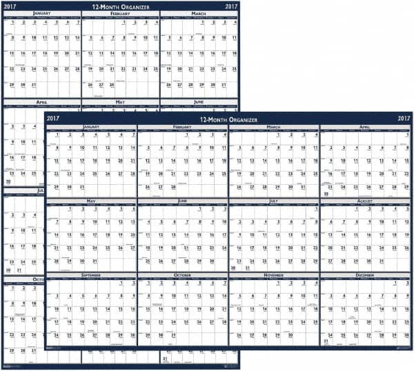 House of Doolittle - 1 Sheet, 66 x 33", Erasable Wall Calendar - Blue & Gray - Caliber Tooling