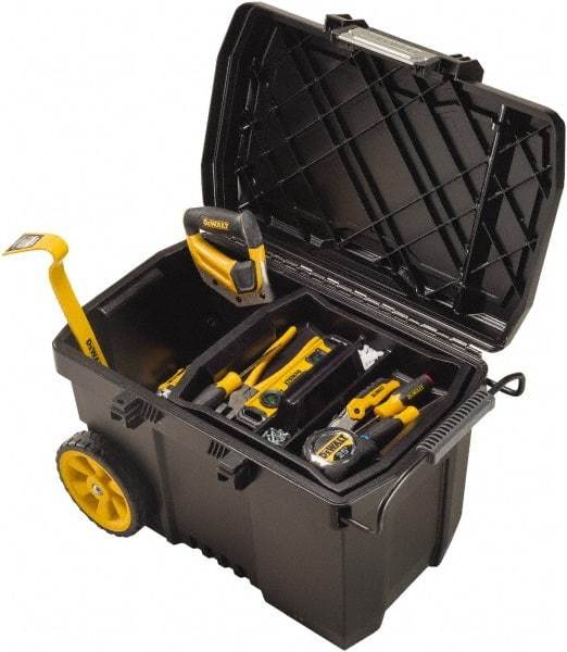 DeWALT - 1 Compartment 1 Tray Mobile Tool Chest - 15-39/64" Wide x 24-51/64" Deep x 16-1/2" High, Polypropylene, Black - Caliber Tooling