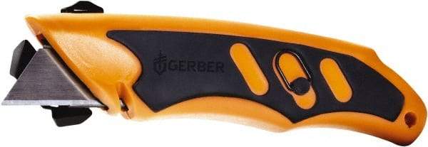 Gerber - Fixed Utility Knife - 1.3" Carbon Steel Blade, Orange & Black Rubber Handle, 1 Blade Included - Caliber Tooling