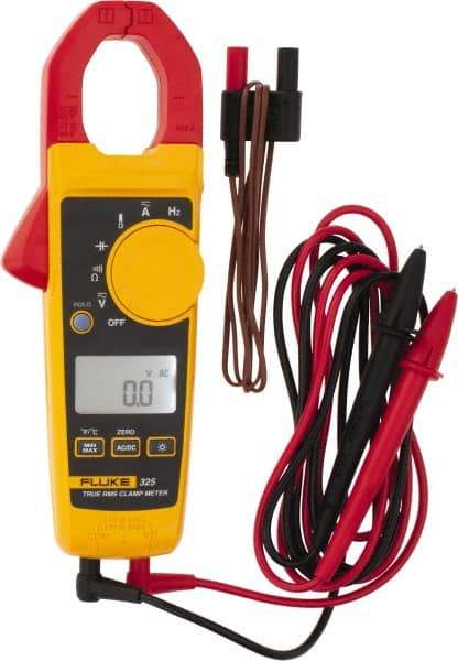 Fluke - 325, CAT IV, CAT III, Digital True RMS Clamp Meter with 1.18" Clamp On Jaws - 600 VAC/VDC, 400 AC/DC Amps, Measures Voltage, Capacitance, Continuity, Frequency, Resistance, Temperature - Caliber Tooling