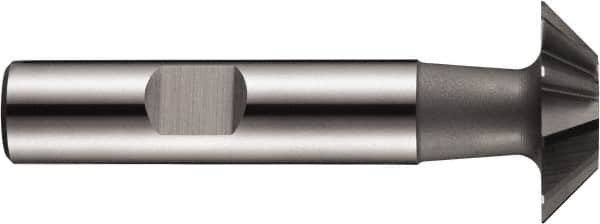 DORMER - 20mm Diam x 8mm Width of Cut, 60° Included Angle, Cobalt Dovetail Cutter - Weldon Flat, Uncoated - Caliber Tooling