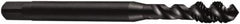 DORMER - #10-24 UNC 3 Flute 2B Bottoming Spiral Flute Tap - Cobalt, Oxide Finish, 58mm OAL, Right Hand Flute, Right Hand Thread, Series E023 - Caliber Tooling