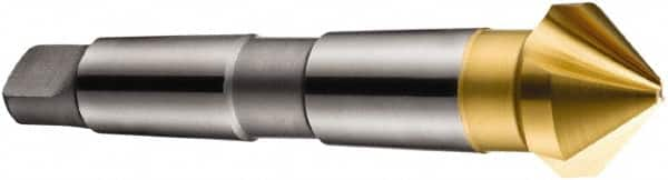 DORMER - 3 Flute 90° High Speed Steel Countersink - TiN Finish, 106mm OAL, Single End, Morse Taper Shank, Right Hand Cut - Caliber Tooling