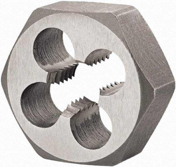 DORMER - M12x1.50 Metric Fine Thread, Right Hand Thread, Hex Rethreading Die - High Speed Steel, 7/16" Thick, Series F312 - Exact Industrial Supply