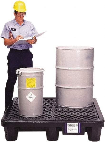 UltraTech - 66 Gal Sump, 3,000 Lb Capacity, 4 Drum, Polyethylene Spill Deck or Pallet - 53" Long x 53" Wide x 12" High, Liftable Fork, 2 x 4 Drum Configuration - Caliber Tooling