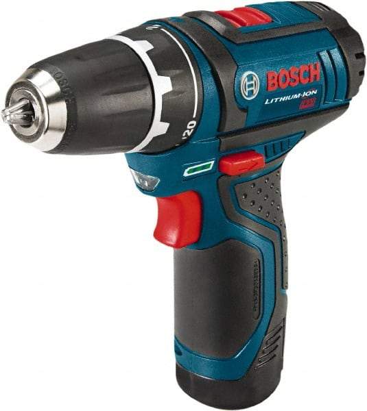 Bosch - 12 Volt 3/8" Chuck Pistol Grip Handle Cordless Drill - 0-350 & 0-1300 RPM, Reversible, 2 Lithium-Ion Batteries Included - Caliber Tooling