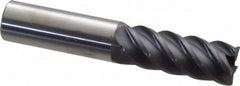 Accupro - 5/8", 5 Flute, Single End, Solid Carbide, 0.03" Corner Radius End Mill - 3-1/2" OAL, 45° Helix, Right Hand Flute, 1-5/8" LOC, Right Hand Cut - Caliber Tooling