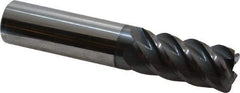 Accupro - 3/4", 5 Flute, Single End, Solid Carbide, 0.09" Corner Radius End Mill - 4" OAL, 45° Helix, Right Hand Flute, 1-5/8" LOC, Right Hand Cut - Caliber Tooling