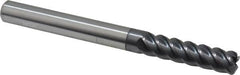 Accupro - 3/8", 5 Flute, Single End, Solid Carbide, 0.06" Corner Radius End Mill - 4" OAL, 45° Helix, Right Hand Flute, 1-1/2" LOC, Right Hand Cut - Caliber Tooling