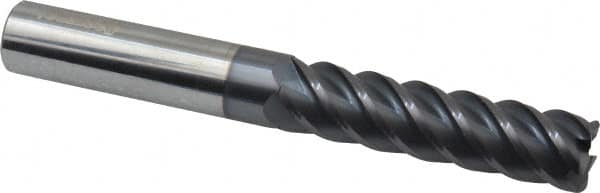 Accupro - 5/8", 5 Flute, Single End, Solid Carbide, 0.06" Corner Radius End Mill - 5" OAL, 45° Helix, Right Hand Flute, 2-1/2" LOC, Right Hand Cut - Caliber Tooling