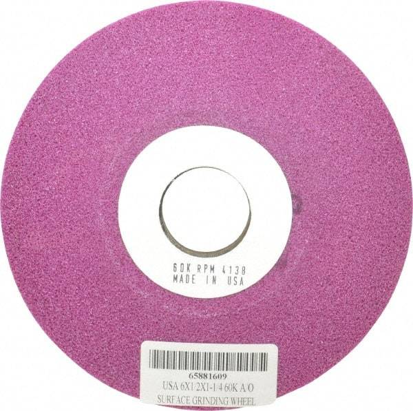 Grier Abrasives - 6" Diam, 1-1/4" Hole Size, 1/2" Overall Thickness, 60 Grit, Type 12 Tool & Cutter Grinding Wheel - Medium Grade, Aluminum Oxide, K Hardness, Vitrified Bond, 4,138 RPM - Caliber Tooling