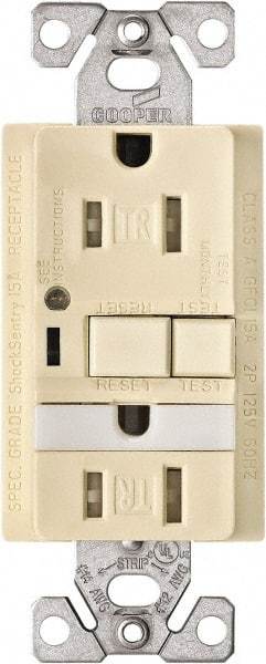 Cooper Wiring Devices - 1 Phase, 5-15R NEMA, 125 VAC, 15 Amp, Self Grounding, GFCI Receptacle - 2 Pole, Back and Side Wiring, Tamper Resistant, Thermoplastic Commercial, Specification Grade - Caliber Tooling