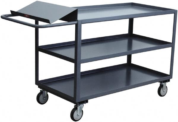 Jamco - 1,200 Lb Capacity, 18" Wide x 36" Long x 35" High Order Picking Cart - 3 Shelf, Steel, 2 Rigid/2 Swivel Casters - Caliber Tooling