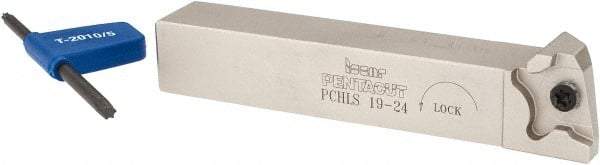 Iscar - External Thread, 0.256" Max Depth of Cut, 0.8mm Min Groove Width, 4.7" OAL, Left Hand Indexable Grooving Cutoff Toolholder - 3/4" Shank Height x 3/4" Shank Width, PENTA 24... Insert Style, PCHLS Toolholder Style, Series PentaCut - Caliber Tooling