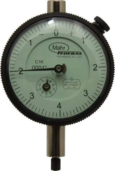 Mahr - 0.02" Range, 0-8 Dial Reading, 0.0001" Graduation Dial Drop Indicator - 2-1/4" Dial, 0.008" Range per Revolution, 0.0001" Accuracy, Revolution Counter - Caliber Tooling