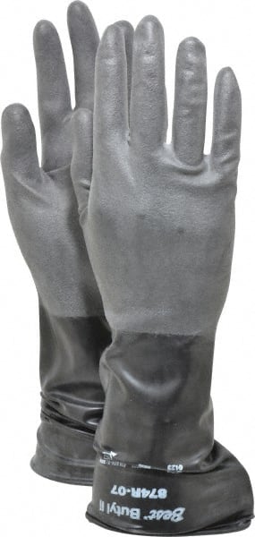 SHOWA - Size S (7), 14" Long, 14 mil, Unsupported, Butyl Chemical Resistant Gloves - Caliber Tooling