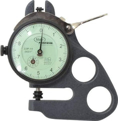 Mahr - 0 to 0.1 Inch Measurement, 0.0001 Inch Graduation, 1.13 Inch Throat Depth, Dial Thickness Gage - 1/4 Inch Dial Diameter - Caliber Tooling