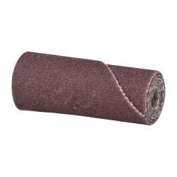 3M - 3/8" Max Roll Diam x 1" OAL, 320 Grit Aluminum Oxide Straight Cartridge Roll - 1/8" Pilot Hole Diam, Very Fine Grade, X Weighted Cloth Backing, 24,000 Max RPM - Caliber Tooling