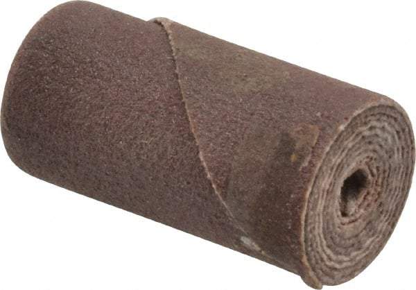 3M - 1/2" Max Roll Diam x 1" OAL, 320 Grit Aluminum Oxide Straight Cartridge Roll - 1/8" Pilot Hole Diam, Very Fine Grade, X Weighted Cloth Backing, 24,000 Max RPM - Caliber Tooling