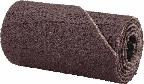 3M - 1/2" Max Roll Diam x 1" OAL, 120 Grit Aluminum Oxide Straight Cartridge Roll - 3/16" Pilot Hole Diam, Fine Grade, X Weighted Cloth Backing, 24,000 Max RPM - Caliber Tooling