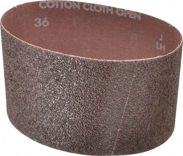 Norton - 3-1/2" Wide x 15-1/2" OAL, 36 Grit, Aluminum Oxide Abrasive Belt - Aluminum Oxide, Very Coarse, Coated, X Weighted Cloth Backing, Series R228 - Caliber Tooling