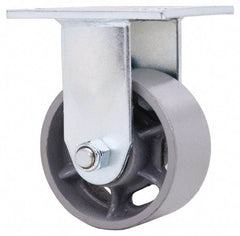 Value Collection - 4" Diam x 2" Wide x 5-5/8" OAH Top Plate Mount Rigid Caster - Semi-Steel, 700 Lb Capacity, Roller Bearing, 4 x 4-1/2" Plate - Caliber Tooling