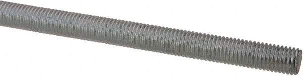 Made in USA - 1/4-28 UNF (Fine), 6' Long, Low Carbon Steel Threaded Rod - Zinc-Plated Finish, Right Hand Thread - Caliber Tooling