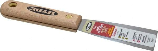 Hyde Tools - 1-1/2" Wide Steel Putty Knife - Flexible, Hardwood Handle, 7-3/4" OAL - Caliber Tooling