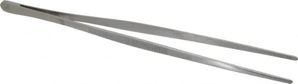 Value Collection - 10" OAL Stainless Steel Assembly Tweezers - Blunt, Serrated Points - Caliber Tooling