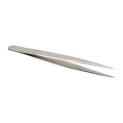 Value Collection - 4-1/2" OAL 1-SA Dumont-Style Swiss Pattern Tweezers - Tapered Shanks with Beveled Edges, Sharp Points - Caliber Tooling