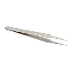 Value Collection - 4-11/32" OAL 4-SA Dumont-Style Swiss Pattern Tweezers - Indented Shanks with Beveled Edges, Extra-Honed Points - Caliber Tooling