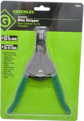 Greenlee - 20 to 10 AWG Capacity Automatic Wire Stripper - 7-1/8" OAL, Plastic Cushion Handle - Caliber Tooling