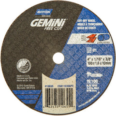 4 × 1/16 × 3/8″ Gemini Free Cut Small Diameter Cut-Off Wheel >3″ A 36 T Type 01/41 - Caliber Tooling