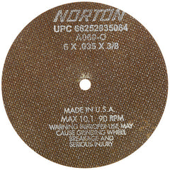 6″ × 0.035″ × 3/8″ Toolroom Cut-Off Wheel Type 01 Straight Aluminum Oxide - Caliber Tooling