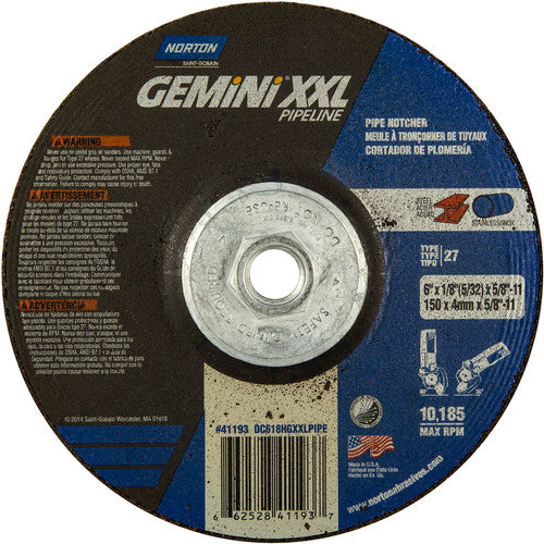 6″ × 5/32″ × 5/8″ Gemini Non-Woven Depressed Center Wheel Type 27 - Caliber Tooling