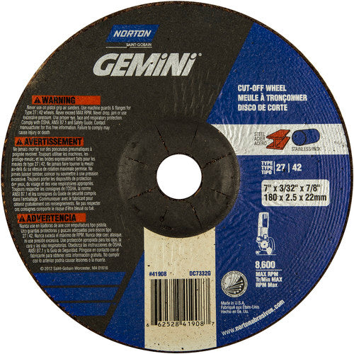 7″ × 3/32″ × 7/8″ Gemini Non-Woven Depressed Center Wheel Type 27 24 Grit - Caliber Tooling