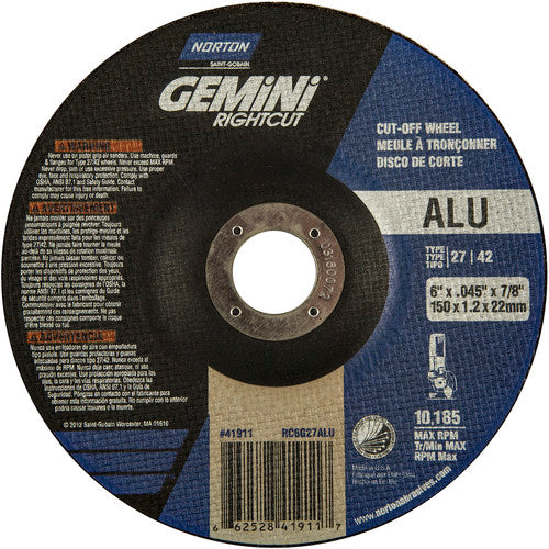 6″ × 0.045″ × 7/8″ Gemini Non-Woven Depressed Center Wheel Type 27 24 Grit - Caliber Tooling